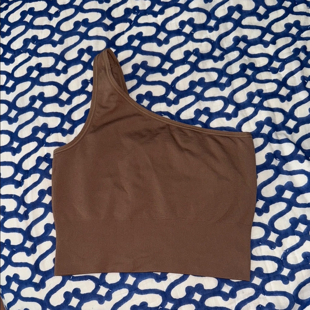 Athleta aurora ribbed Brown One-Shoulder Women's Top